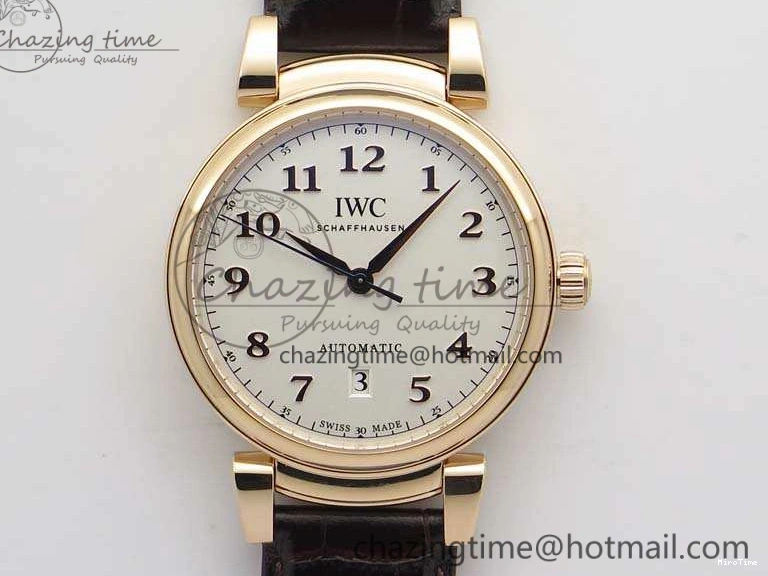 MIROTIME 0722 Neat Da Vinci IW356601 RG MKF 1:1 Best Edition White Dial On Brown Leather Strap A 7230